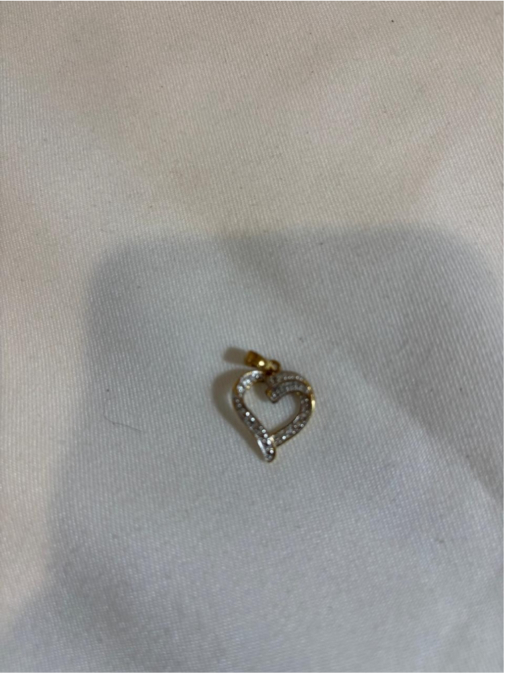 Gold Tone Open Heart Pendant Clear Rhinestone Crystal Jewelry #C122